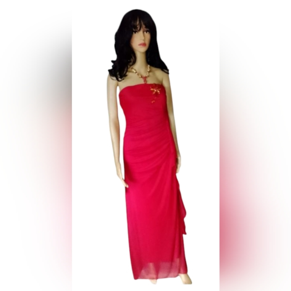 Elegant Red Evening Gown.  Jacket Sold Separately.
